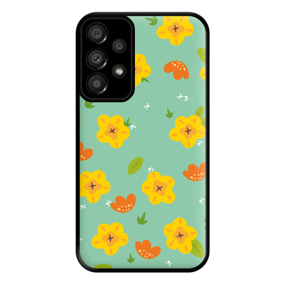 Yellow And Orange Pattern - Floral Phone Case for Galaxy A33