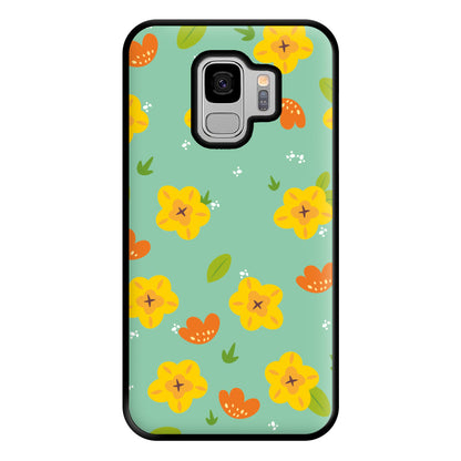 Yellow And Orange Pattern - Floral Phone Case for Galaxy S9 Plus