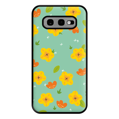 Yellow And Orange Pattern - Floral Phone Case for Galaxy S10e