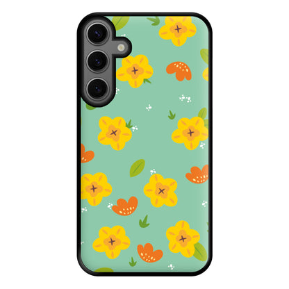 Yellow And Orange Pattern - Floral Phone Case for Galaxy S23FE