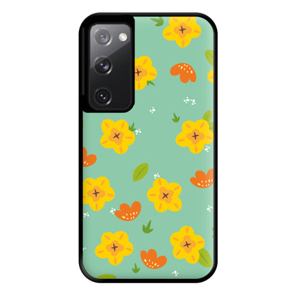 Yellow And Orange Pattern - Floral Phone Case for Galaxy S20FE