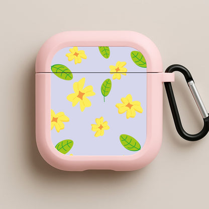 Yellow And Green Pattern - Floral Pink AirPods Case