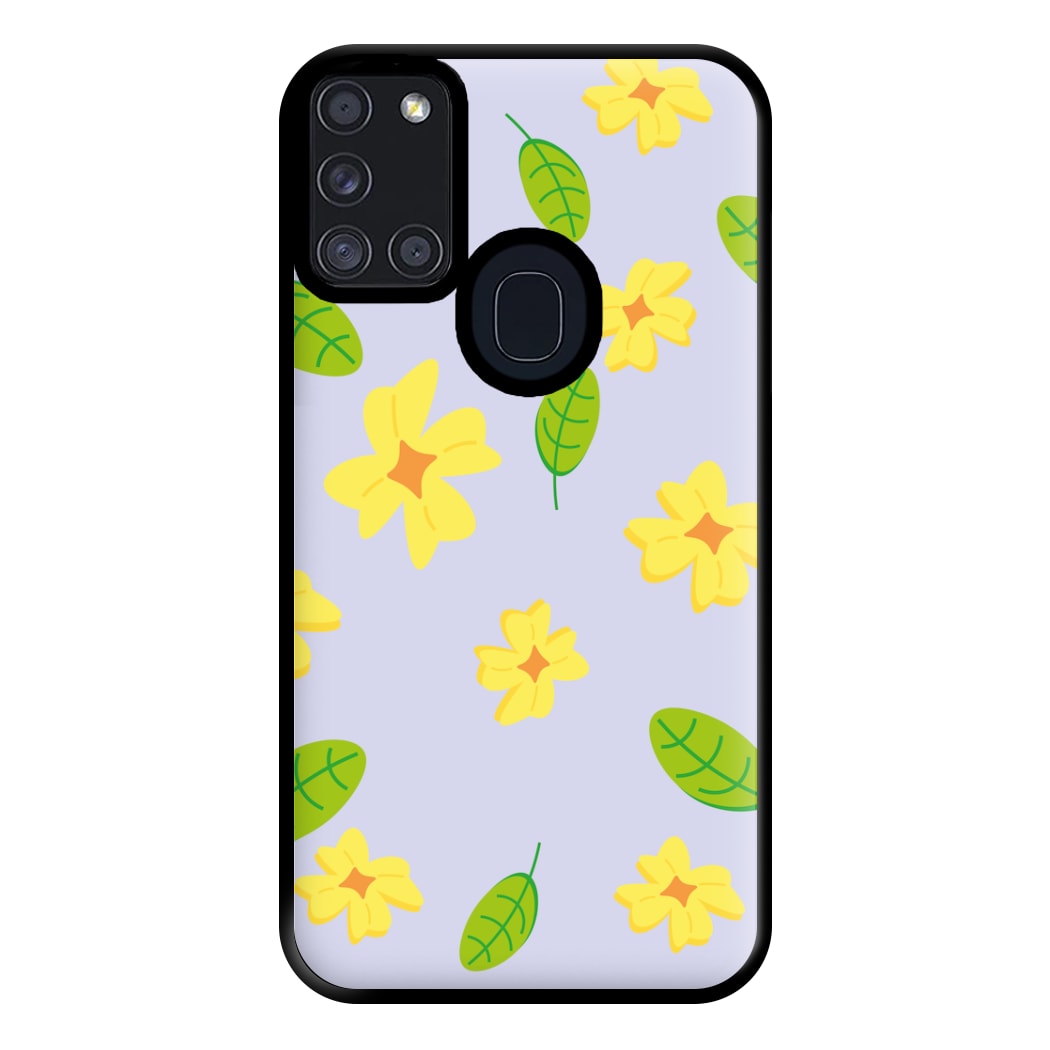 Yellow And Green Pattern - Floral Phone Case for Galaxy A21s