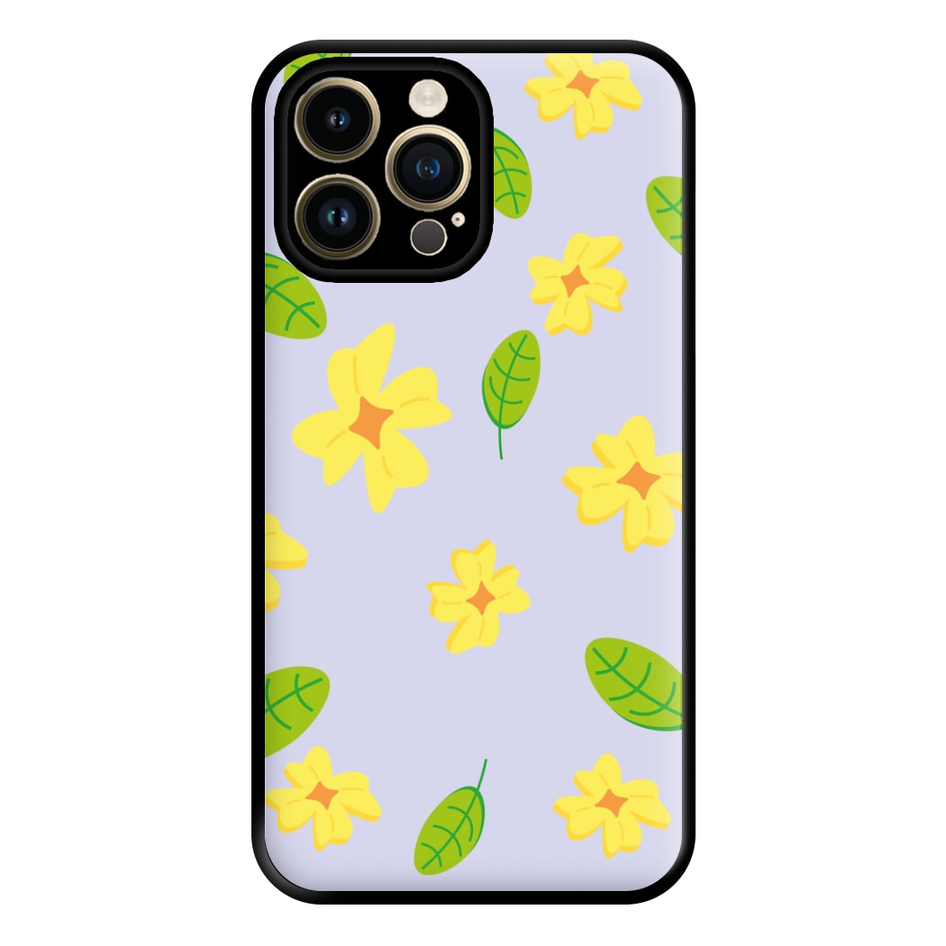 Yellow And Green Pattern - Floral Phone Case for iPhone 14 Pro Max