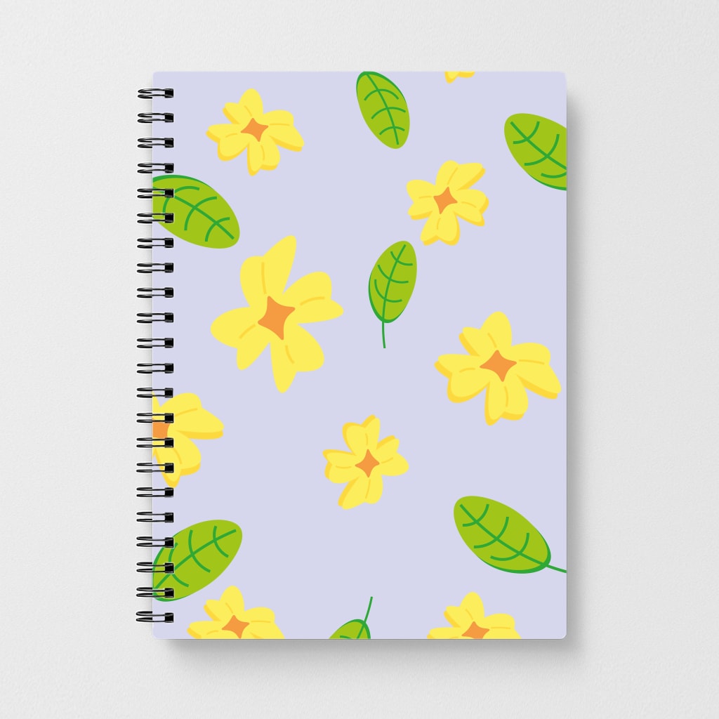 Yellow And Green Pattern - Floral Notebook