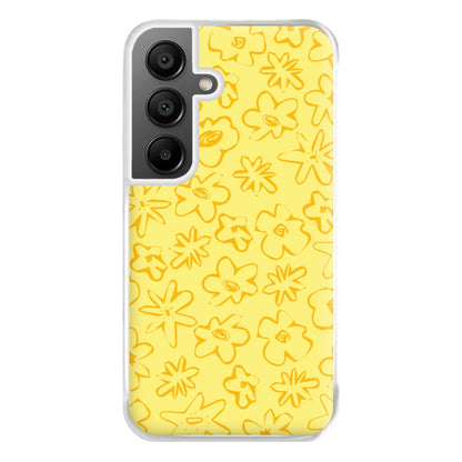 Yellow And Orange - Floral Patterns Phone Case for Galaxy A55