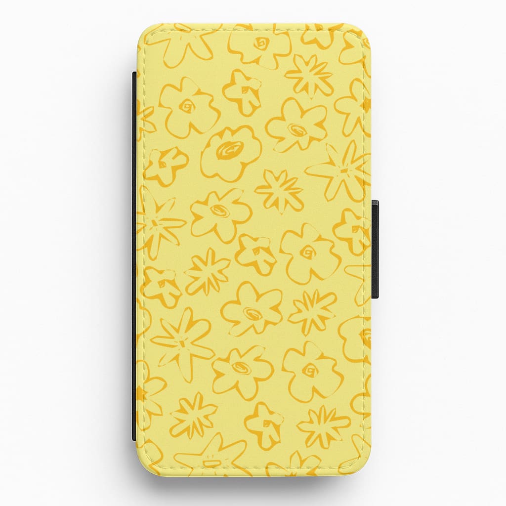 Yellow And Orange - Floral Patterns Flip / Wallet Phone Case
