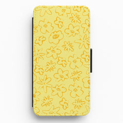 Yellow And Orange - Floral Patterns Flip / Wallet Phone Case