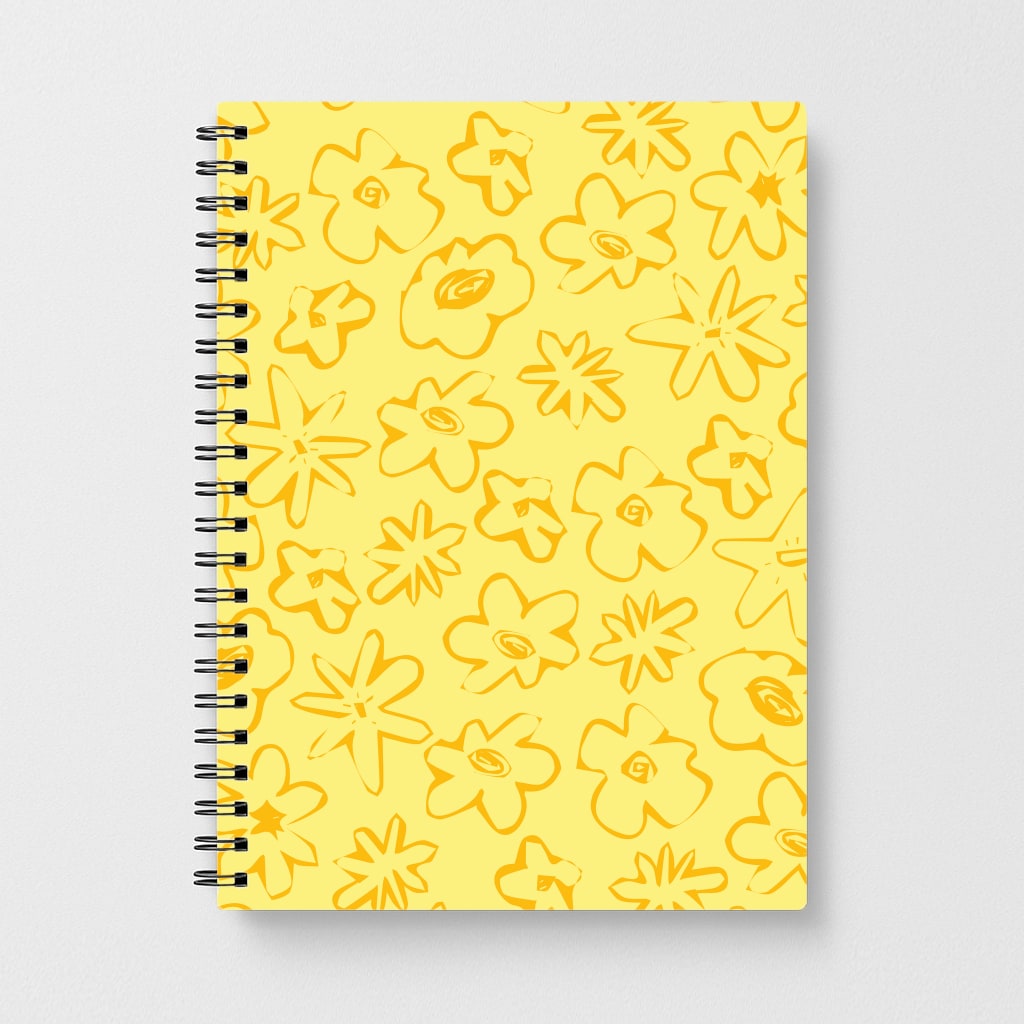 Yellow And Orange - Floral Patterns Notebook