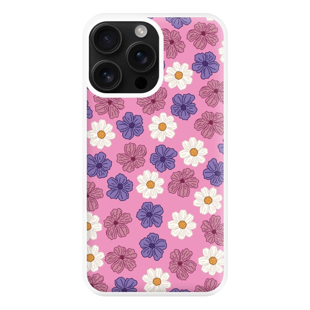 Pink, Purple And White Flowers - Floral Patterns Phone Case for iPhone 16 Pro Max