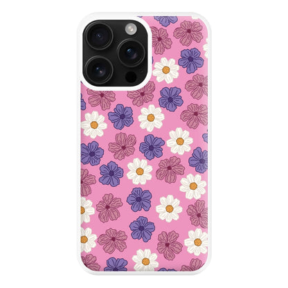 Pink, Purple And White Flowers - Floral Patterns Phone Case for iPhone 16 Pro Max