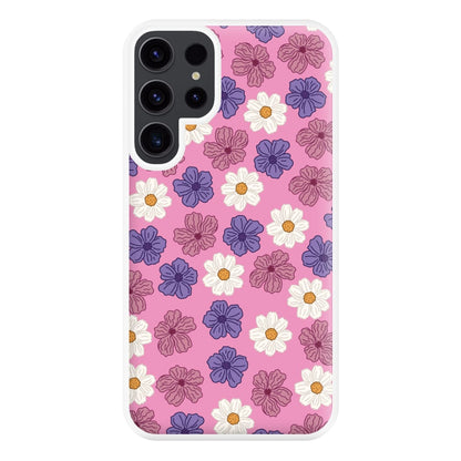 Pink, Purple And White Flowers - Floral Patterns Phone Case for Galaxy S23 Ultra