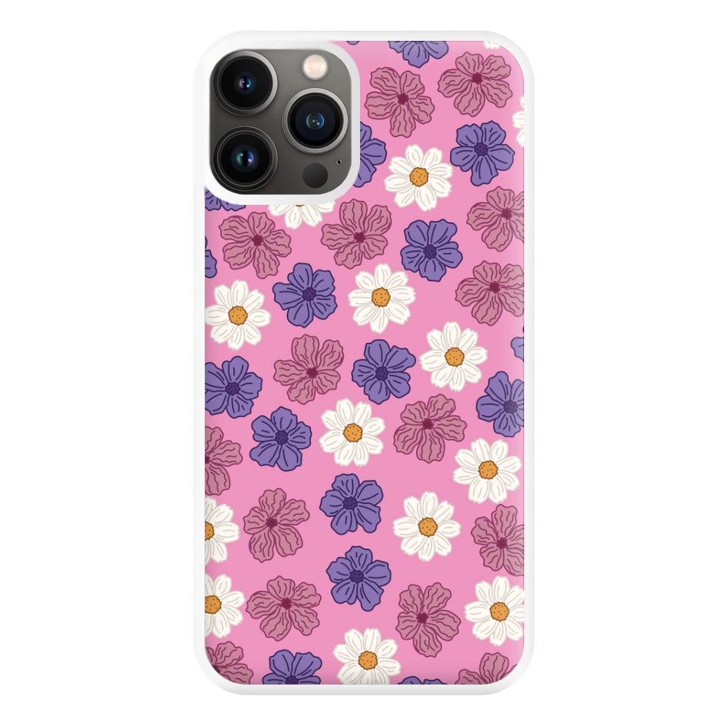 Pink, Purple And White Flowers - Floral Patterns Phone Case for iPhone 13 Pro Max