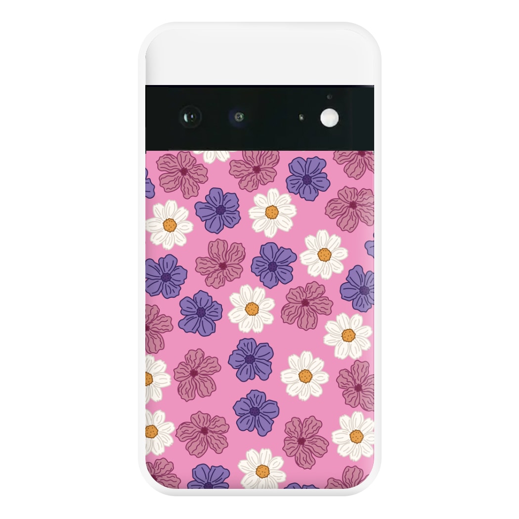 Pink, Purple And White Flowers - Floral Patterns Phone Case for Google Pixel 6a