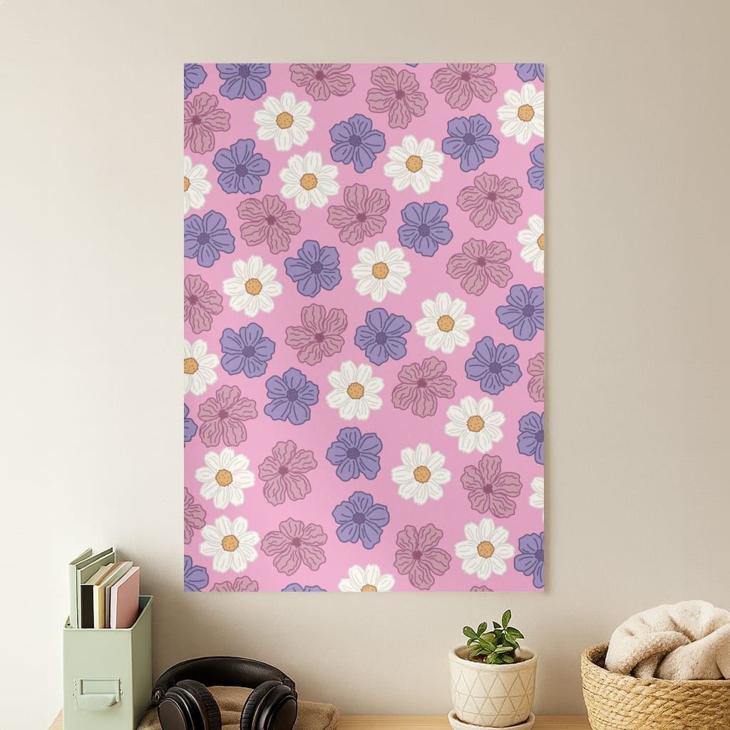 Pink, Purple And White Flowers - Floral Patterns Poster