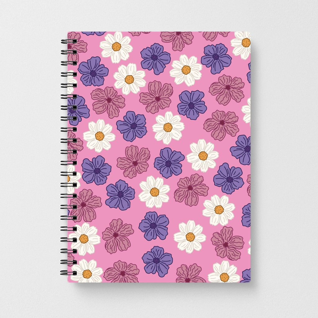 Pink, Purple And White Flowers - Floral Patterns Notebook