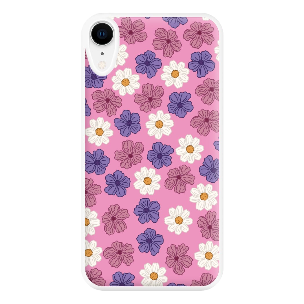 Pink, Purple And White Flowers - Floral Patterns Phone Case for iPhone XR