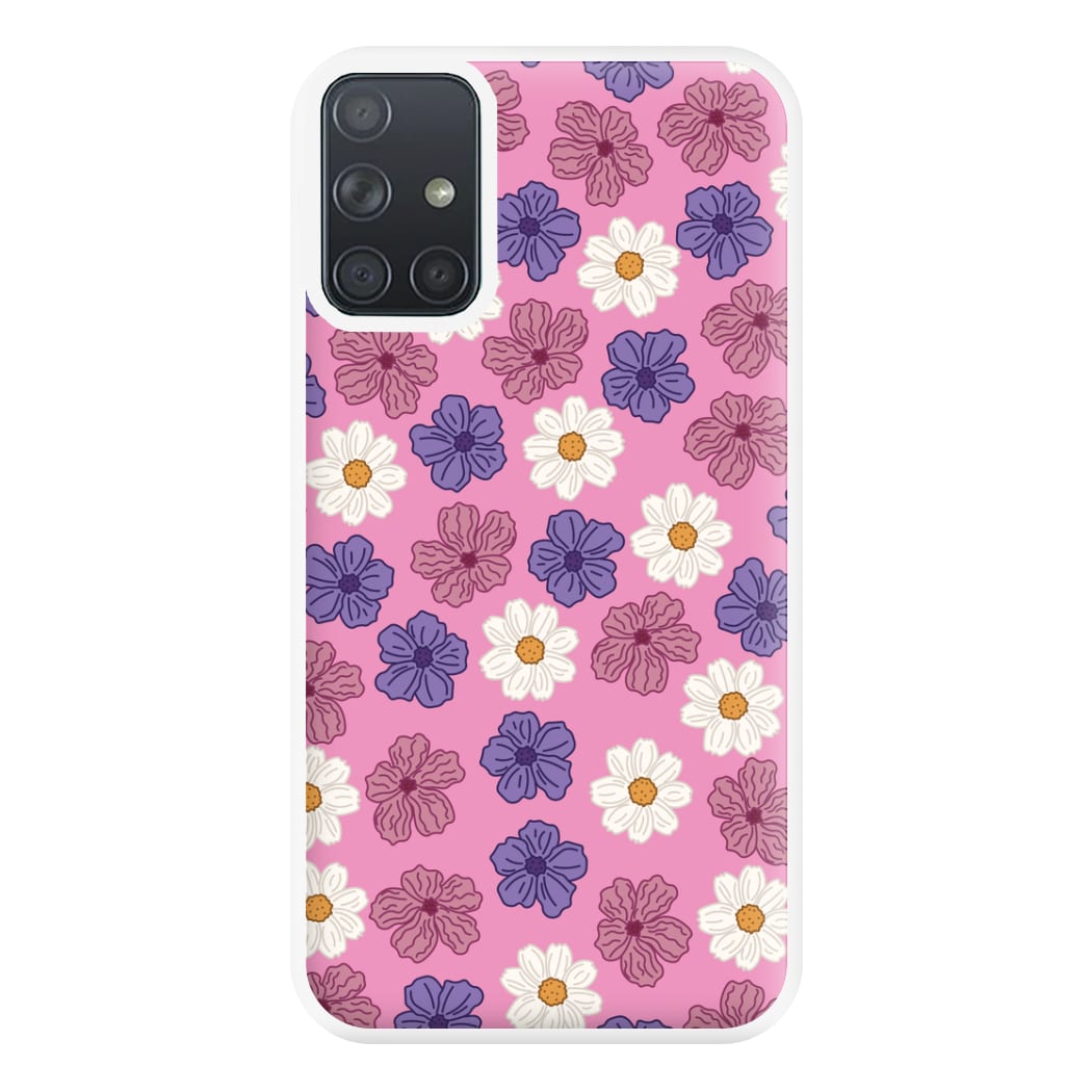 Pink, Purple And White Flowers - Floral Patterns Phone Case for Galaxy A71