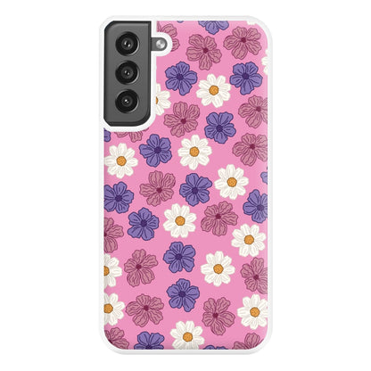 Pink, Purple And White Flowers - Floral Patterns Phone Case for Galaxy S21FE