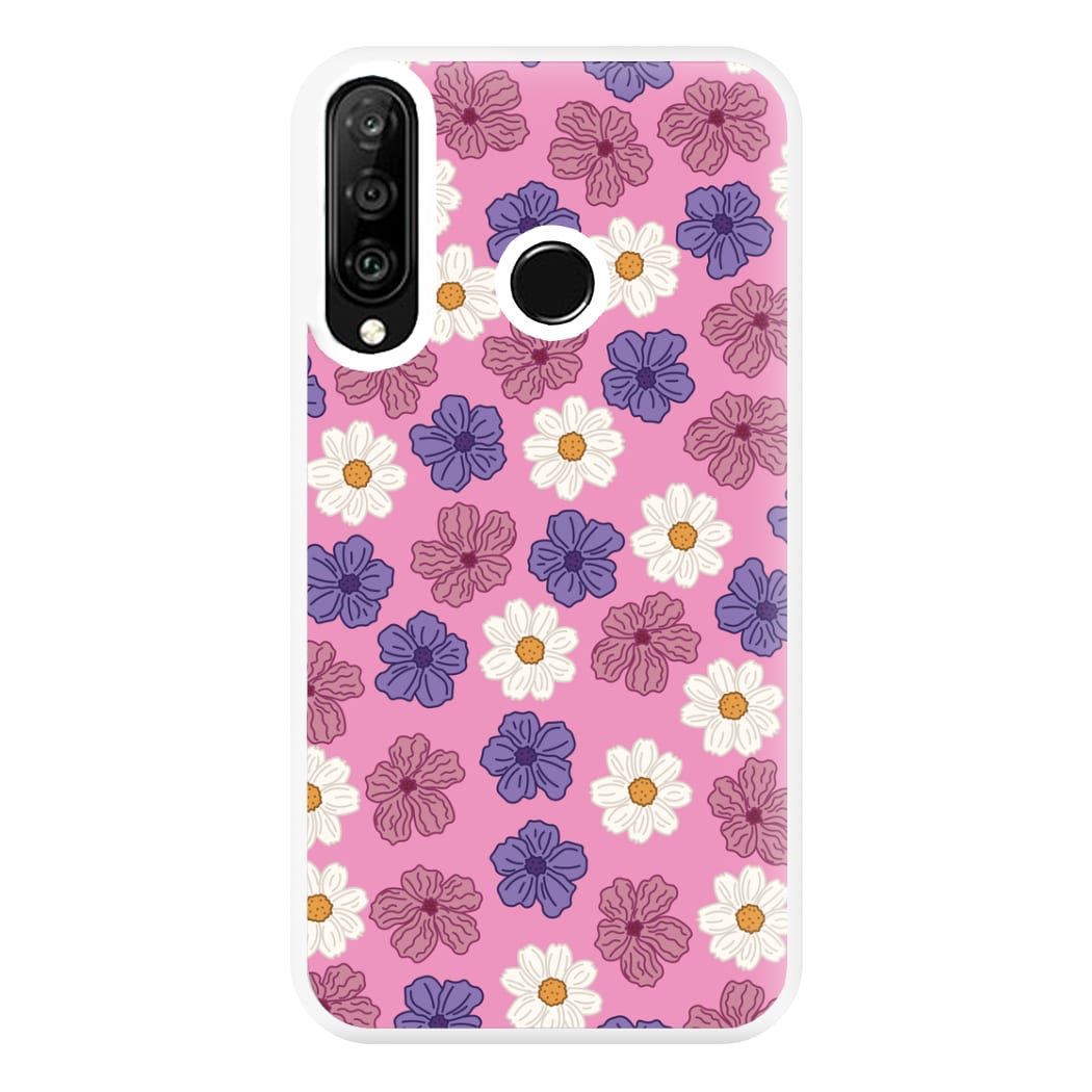 Pink, Purple And White Flowers - Floral Patterns Phone Case for Huawei P30 Lite