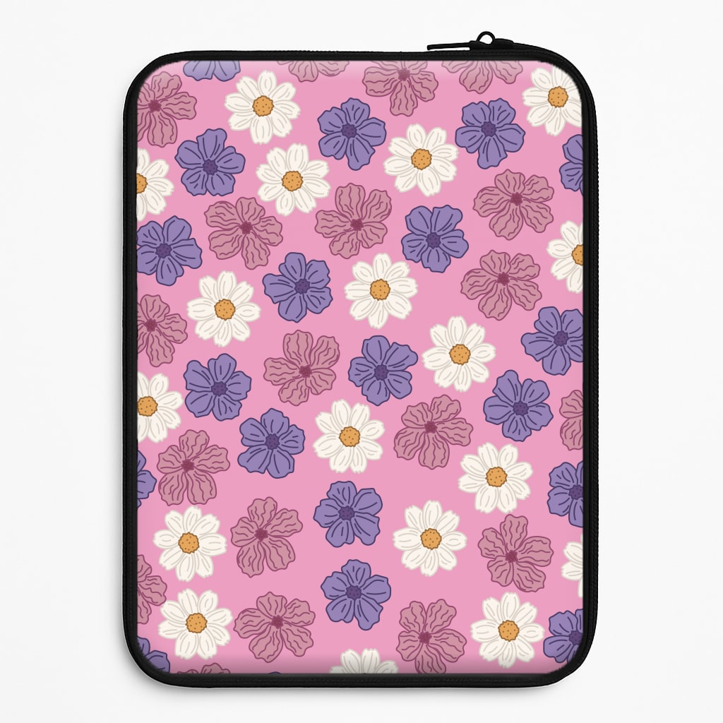Pink, Purple And White Flowers - Floral Patterns Laptop Sleeve