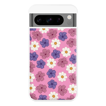 Pink, Purple And White Flowers - Floral Patterns Phone Case for Google Pixel 8 Pro