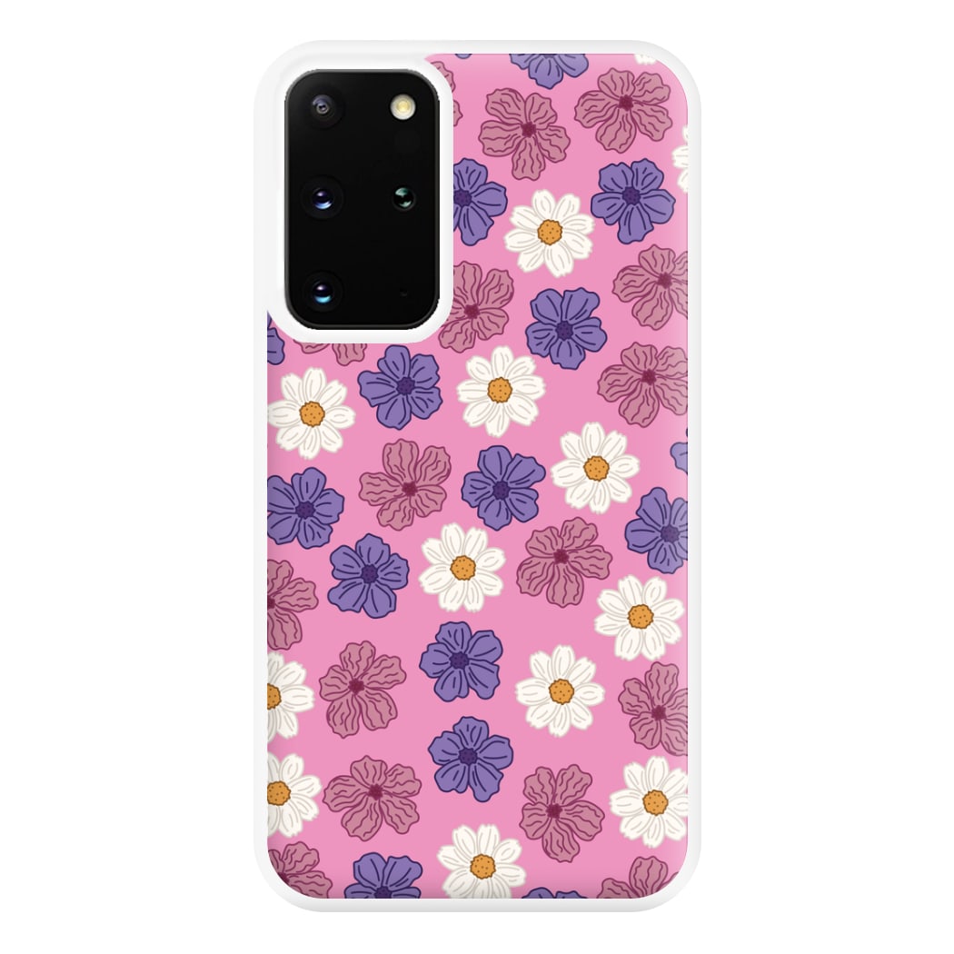 Pink, Purple And White Flowers - Floral Patterns Phone Case for Galaxy S20 Plus