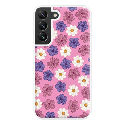 Pink, Purple And White Flowers - Floral Patterns Phone Case for Galaxy S22 Plus