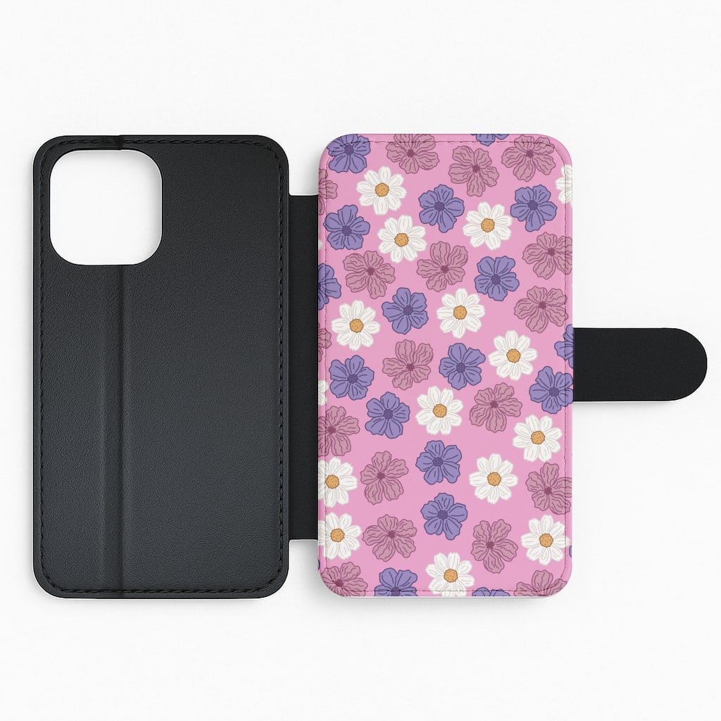 Pink, Purple And White Flowers - Floral Patterns Flip Phone Case