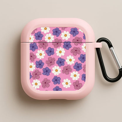 Pink, Purple And White Flowers - Floral Patterns Pink AirPods Case