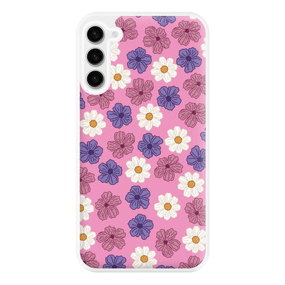 Pink, Purple And White Flowers - Floral Patterns Phone Case for Galaxy S23FE