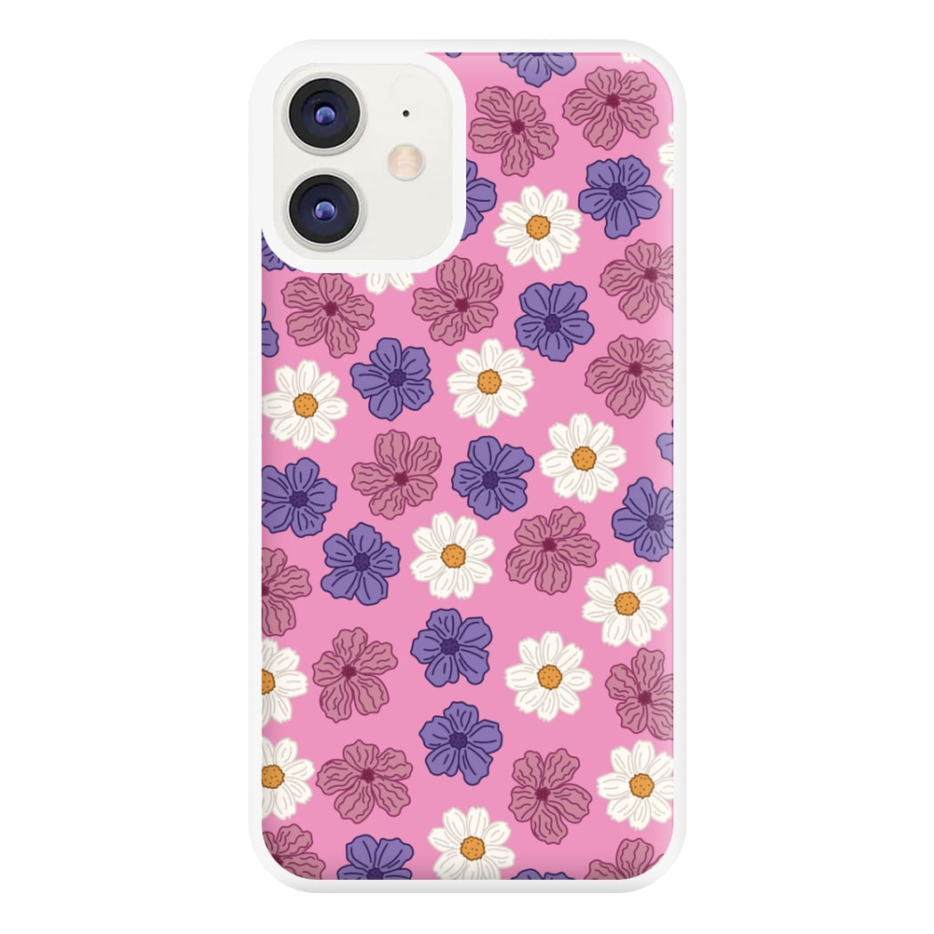 Pink, Purple And White Flowers - Floral Patterns Phone Case for iPhone 12 / 12 Pro