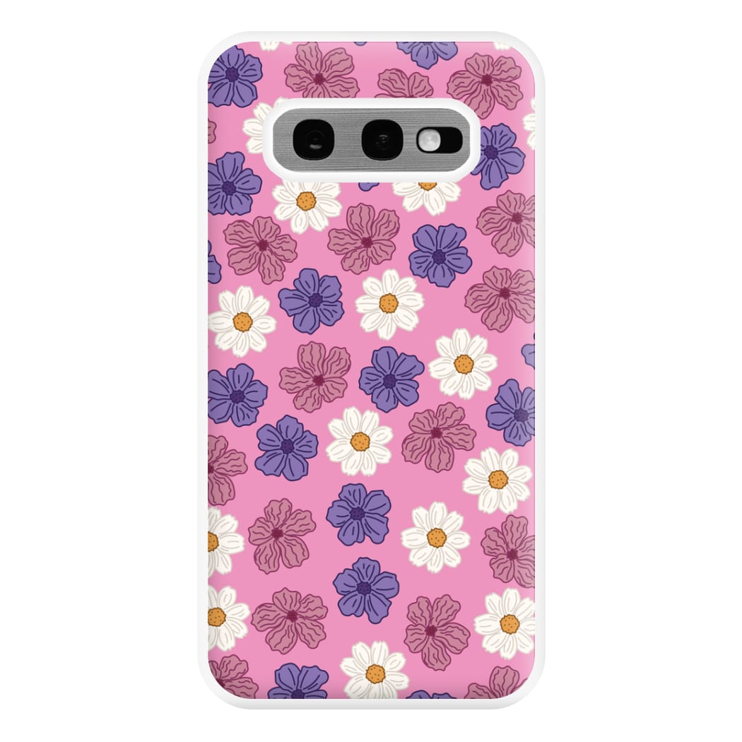 Pink, Purple And White Flowers - Floral Patterns Phone Case for Galaxy S10e