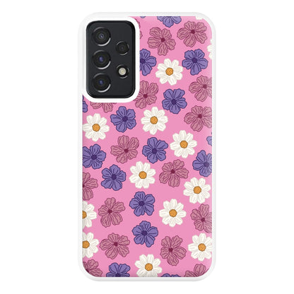 Pink, Purple And White Flowers - Floral Patterns Phone Case for Galaxy A52 / A52s