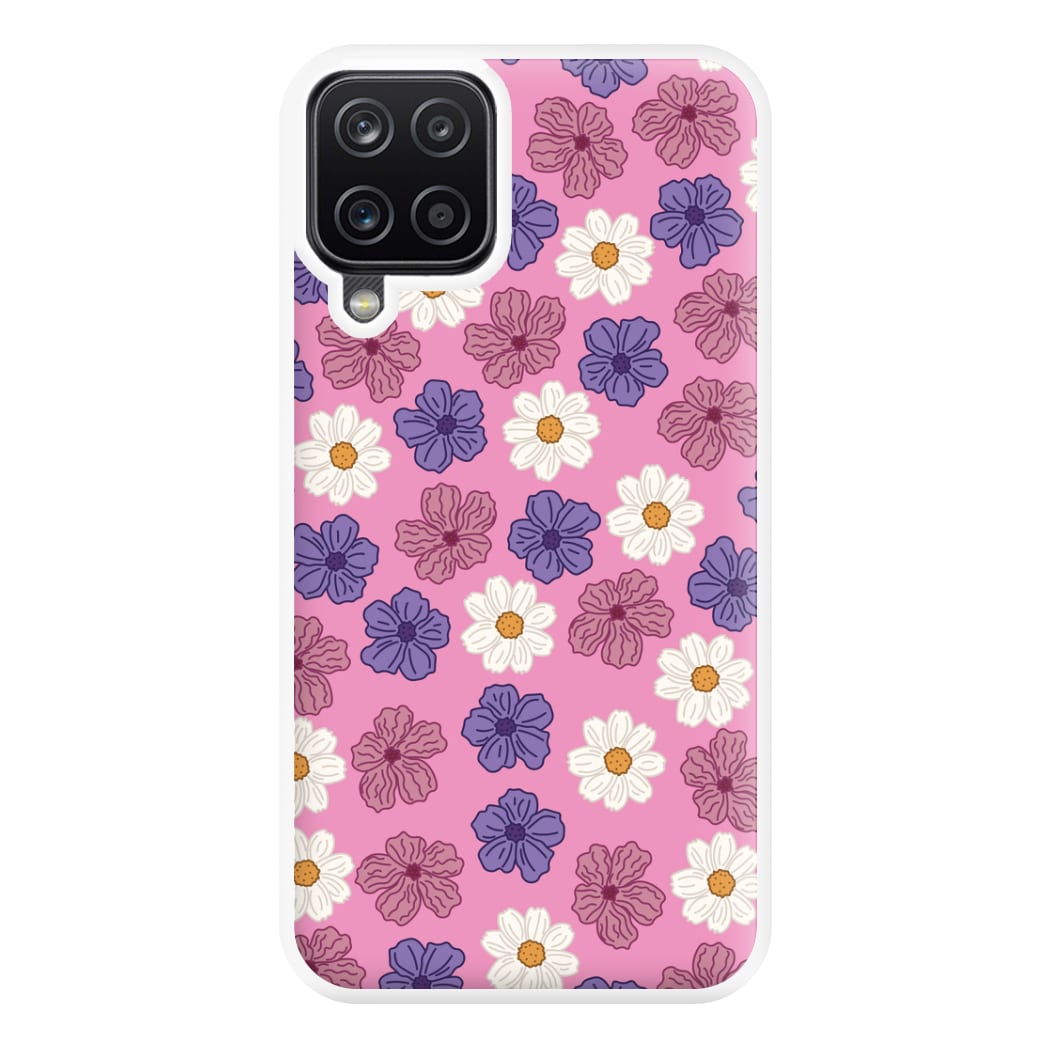 Pink, Purple And White Flowers - Floral Patterns Phone Case for Galaxy A12