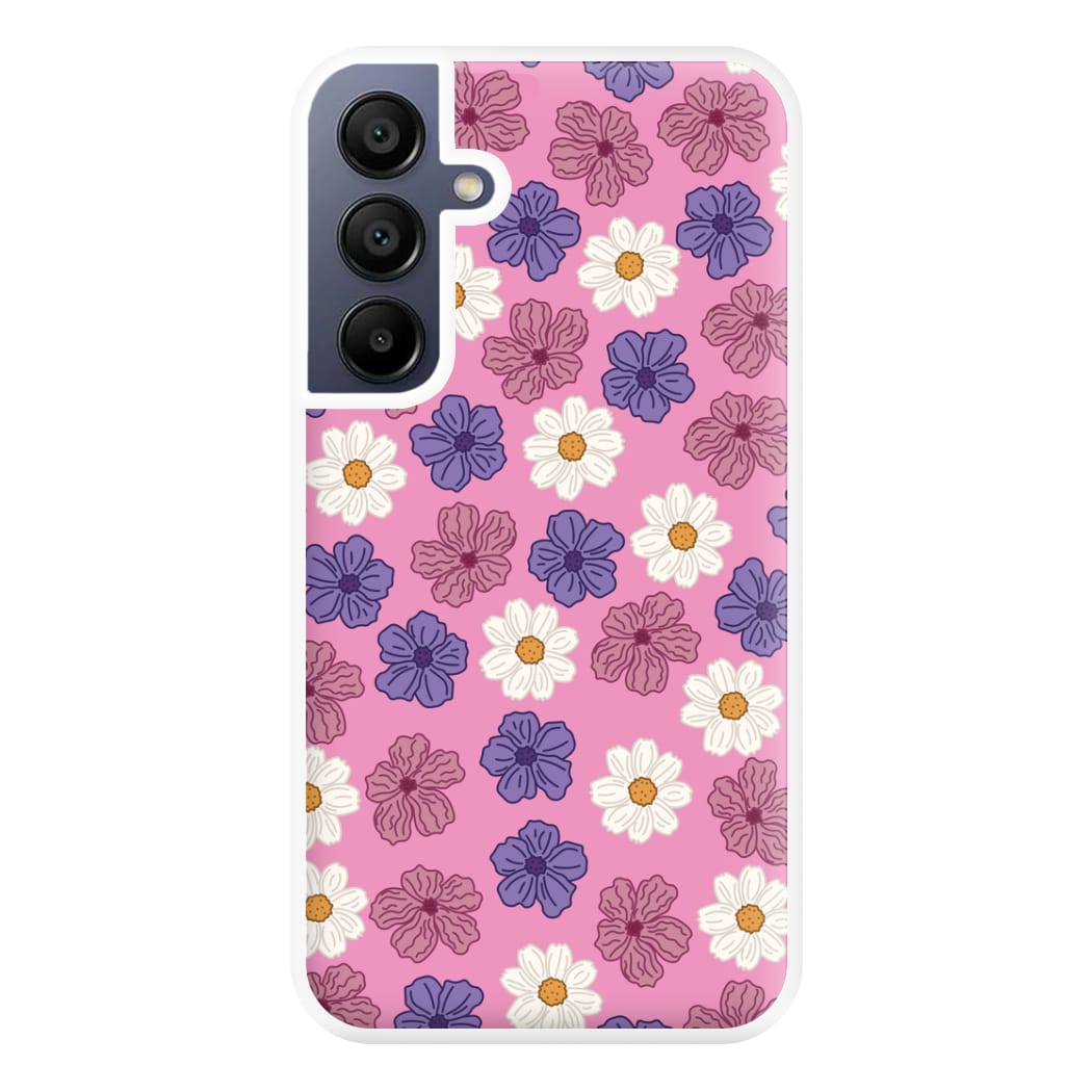 Pink, Purple And White Flowers - Floral Patterns Phone Case for Galaxy A16