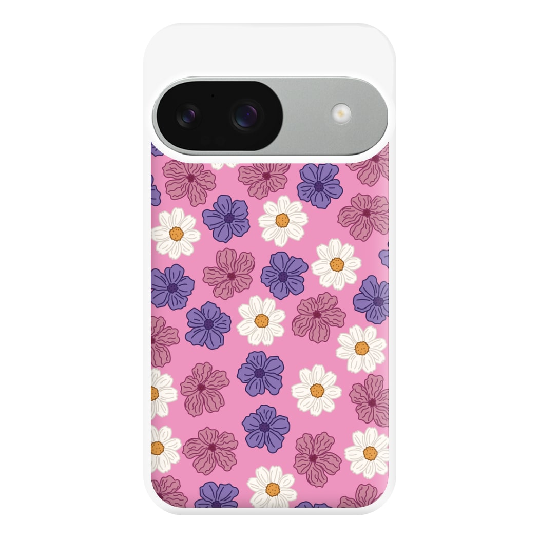 Pink, Purple And White Flowers - Floral Patterns Phone Case for Google Pixel 9 / 9 Pro