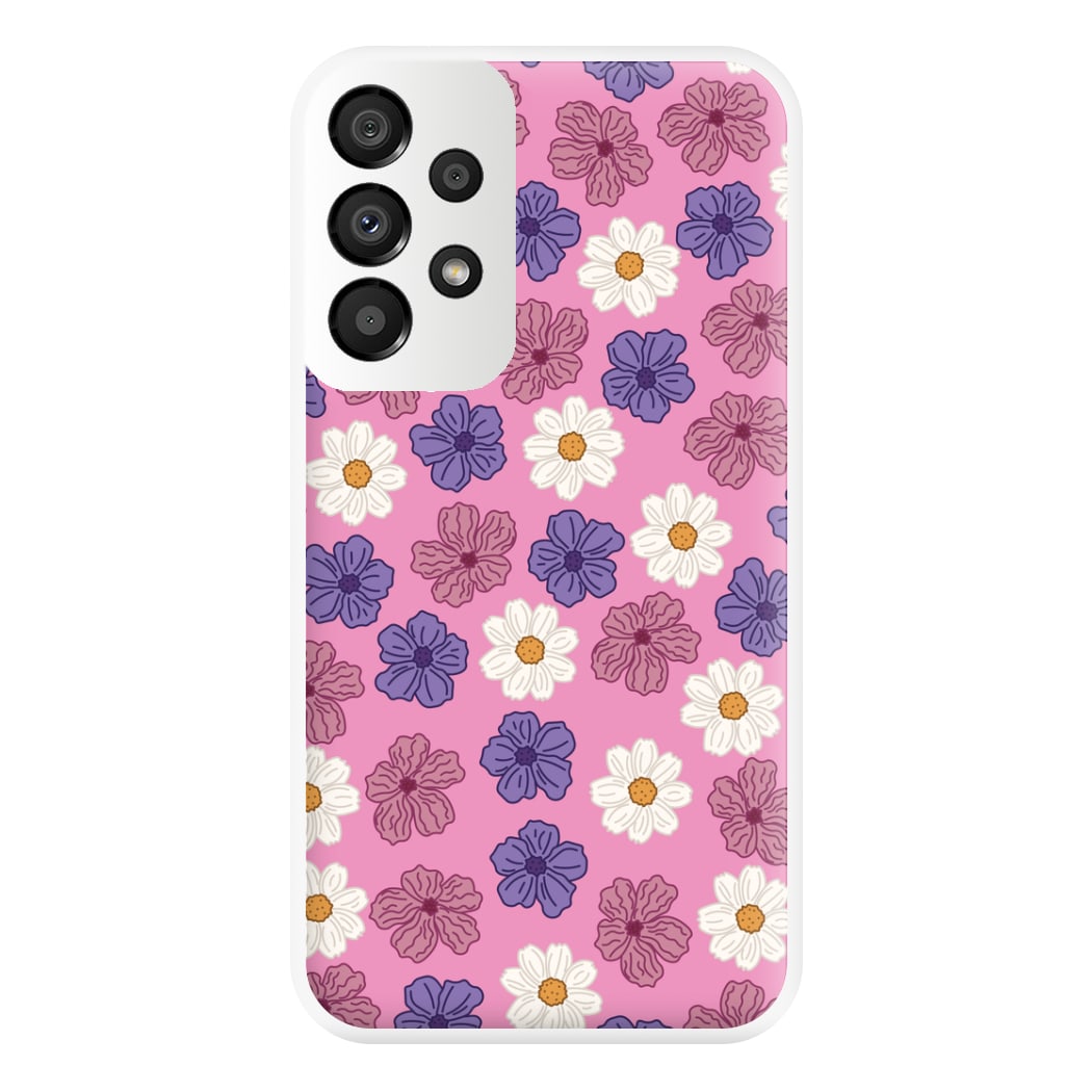 Pink, Purple And White Flowers - Floral Patterns Phone Case for Galaxy A33