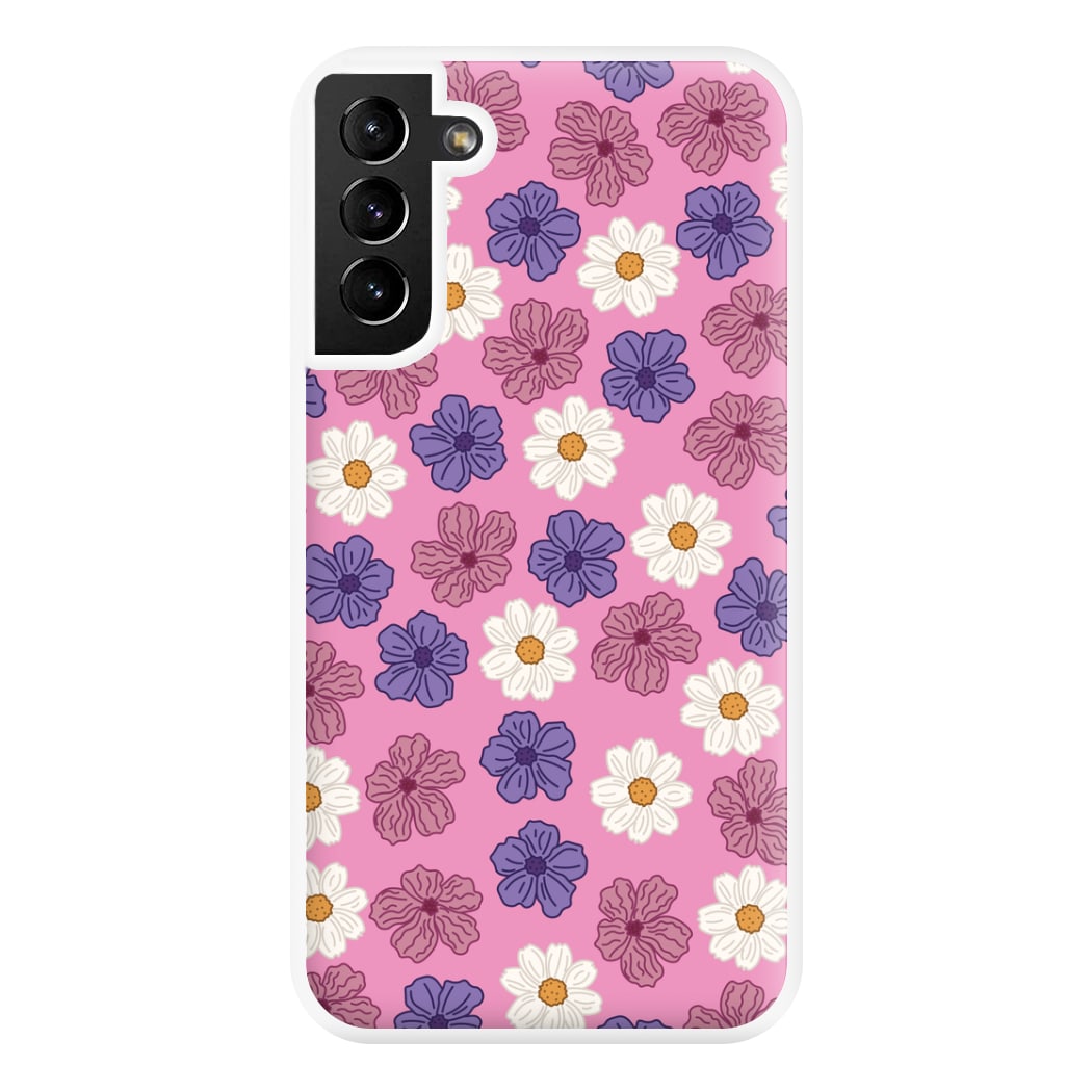 Pink, Purple And White Flowers - Floral Patterns Phone Case for Galaxy S21 Plus