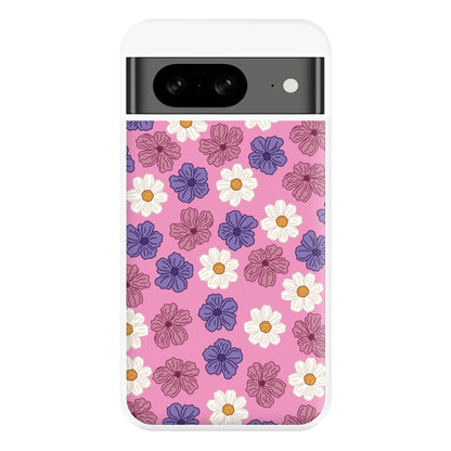 Pink, Purple And White Flowers - Floral Patterns Phone Case for Google Pixel 8