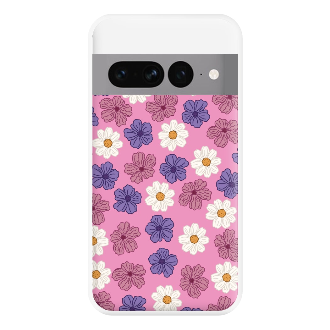 Pink, Purple And White Flowers - Floral Patterns Phone Case for Google Pixel 7 Pro