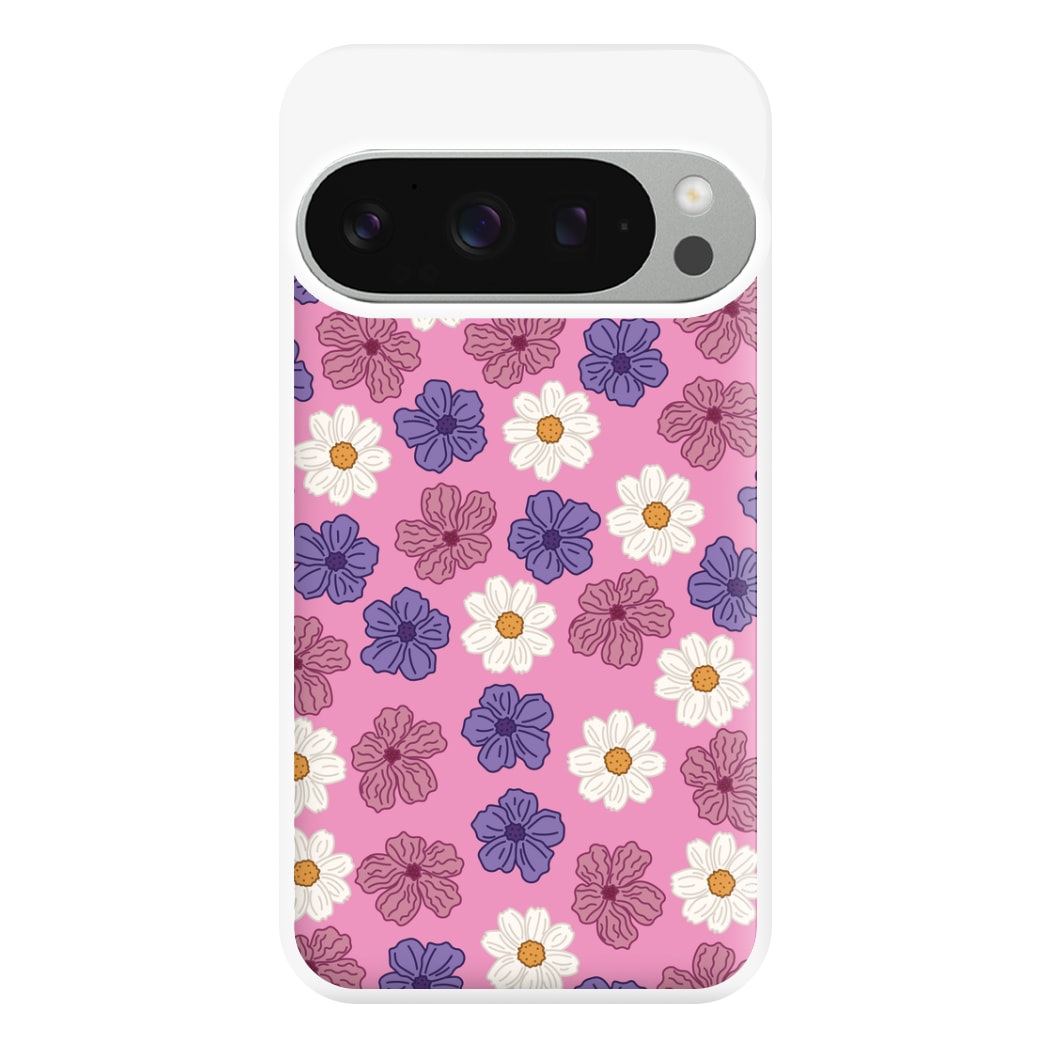 Pink, Purple And White Flowers - Floral Patterns Phone Case for Google Pixel 9 Pro XL