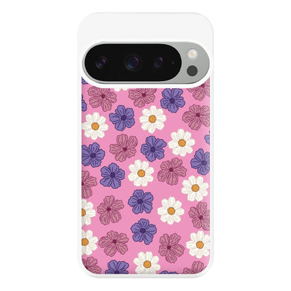 Pink, Purple And White Flowers - Floral Patterns Phone Case for Google Pixel 9 Pro XL