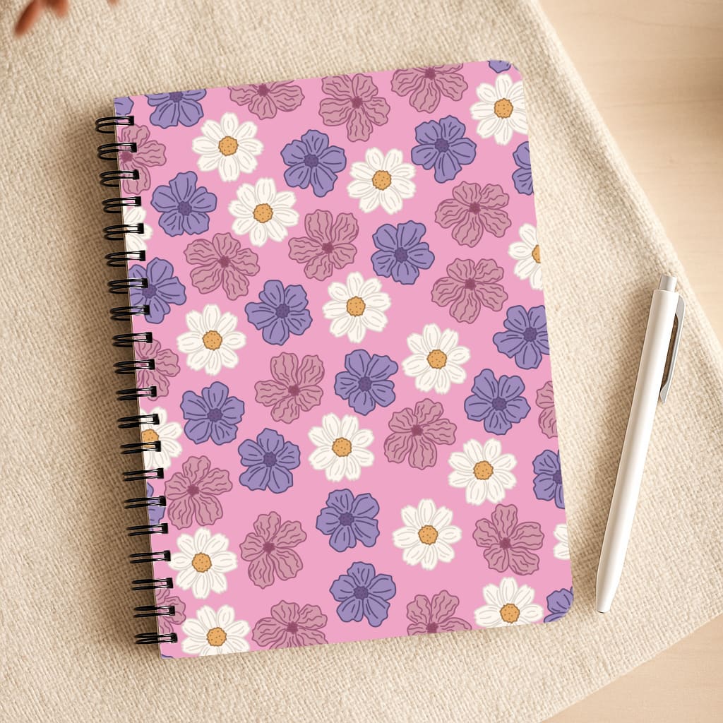 Pink, Purple And White Flowers - Floral Patterns Notepad