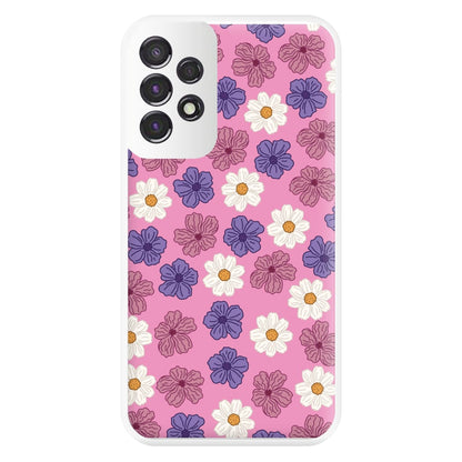 Pink, Purple And White Flowers - Floral Patterns Phone Case for Galaxy A53