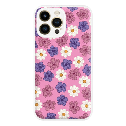 Pink, Purple And White Flowers - Floral Patterns Phone Case for iPhone 14 Pro Max