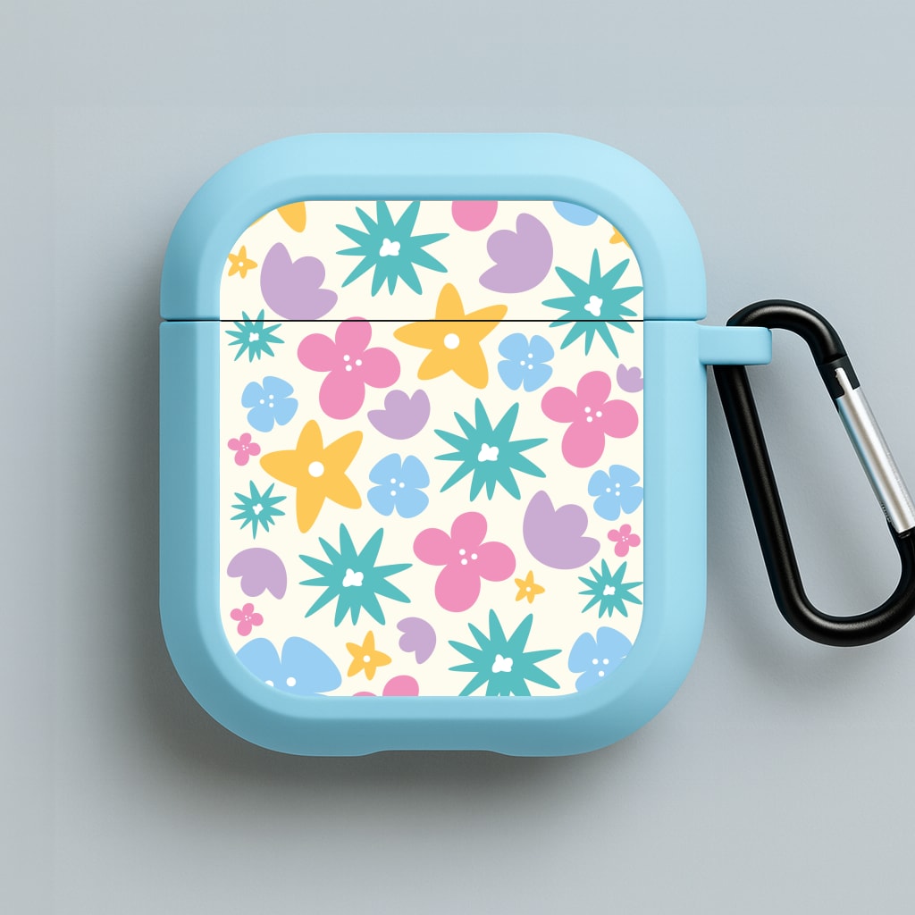 Playful Flowers - Floral Patterns Blue AirPods Case