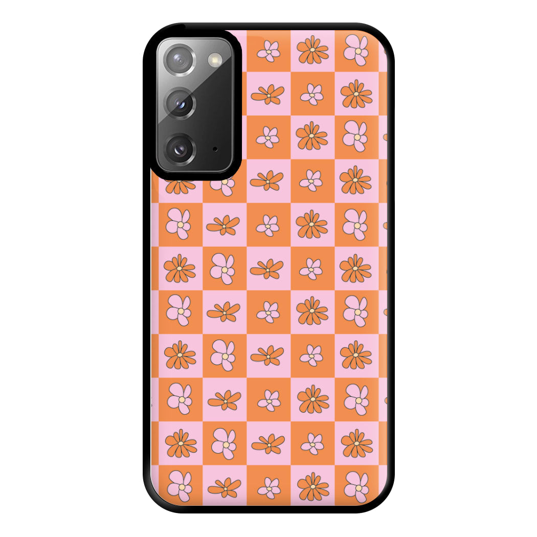 Orange And Pink Checked - Floral Patterns Phone Case for Galaxy Note 20 Ultra