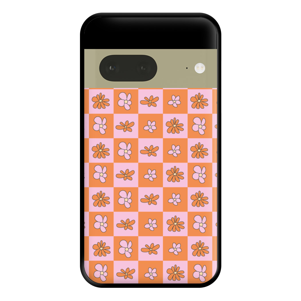 Orange And Pink Checked - Floral Patterns Phone Case for Google Pixel 7a