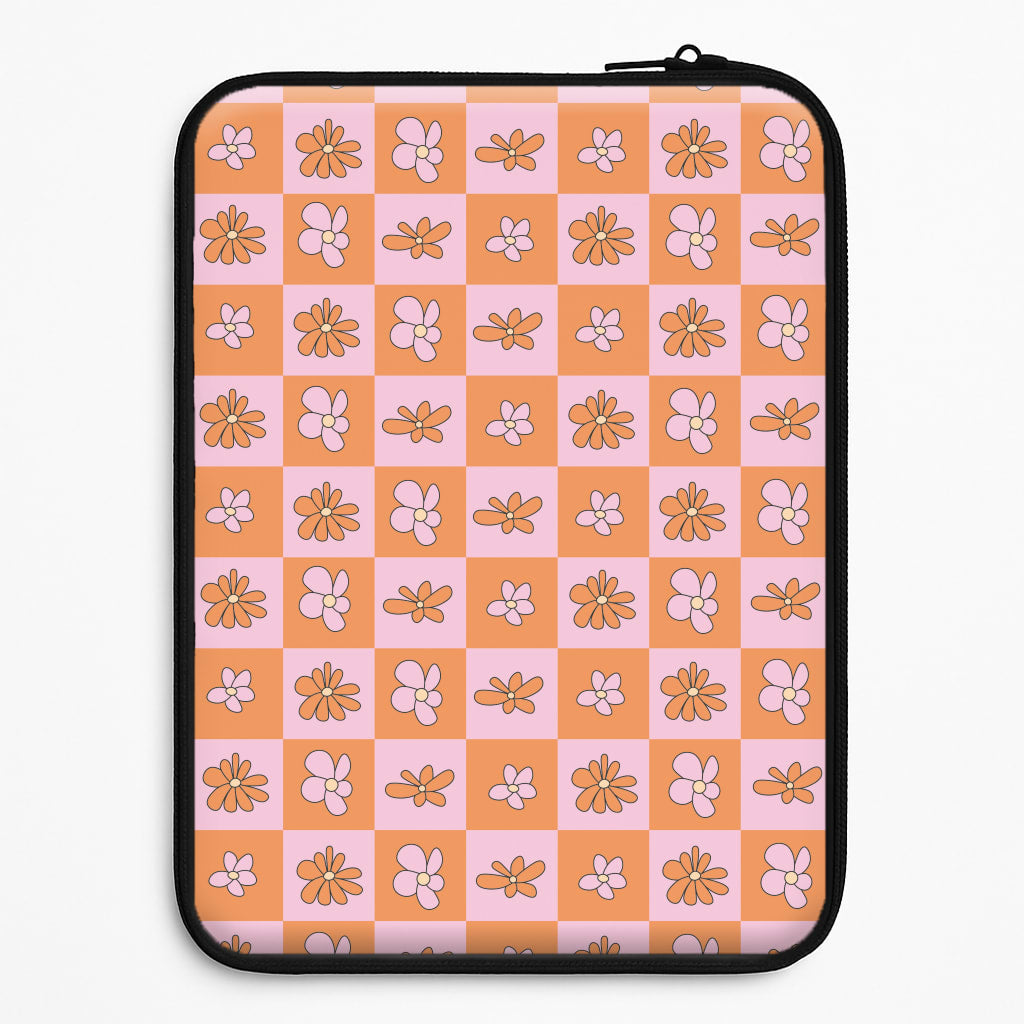 Orange And Pink Checked - Floral Patterns Universal Laptop Sleeve